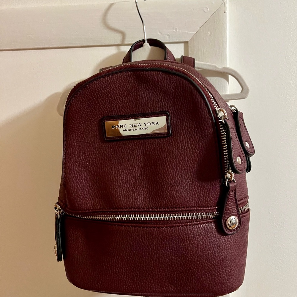 Marc New York Wine Red Backpack with Silver Accents